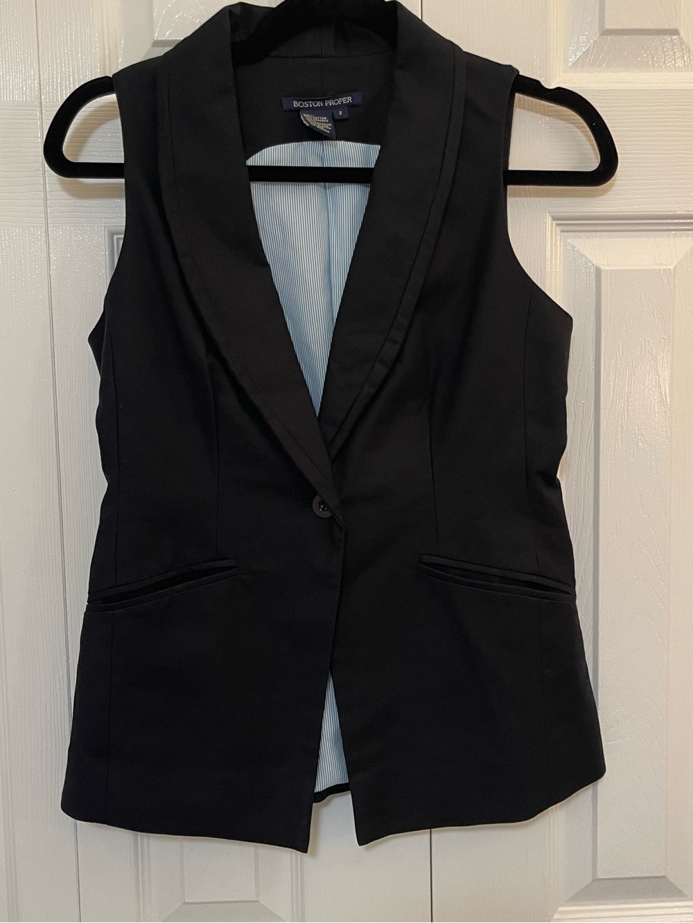 Boston Proper Women's Black Tailored Sleeveless Blazer Vest Office Siren
